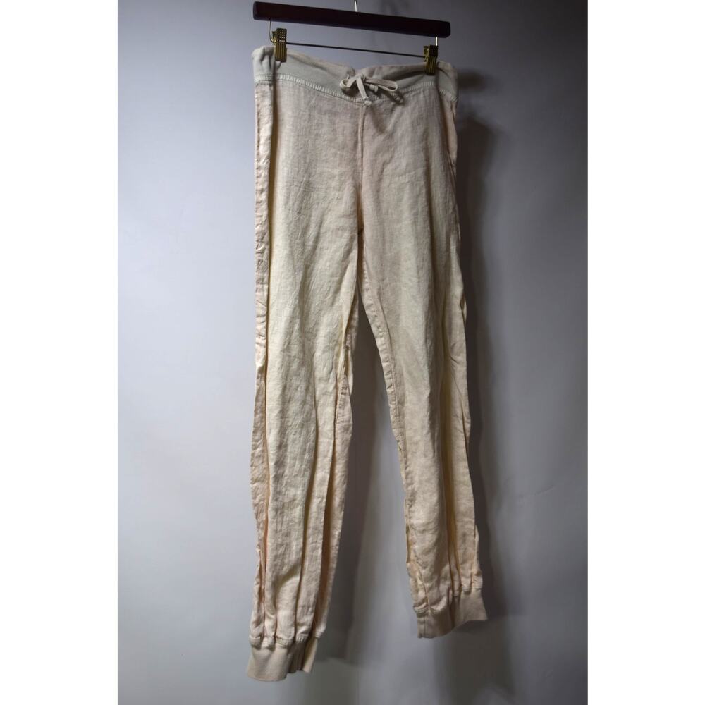 Theodore Beverly Hills 100% Linen Drawstring Jogger Pants Beige Size M